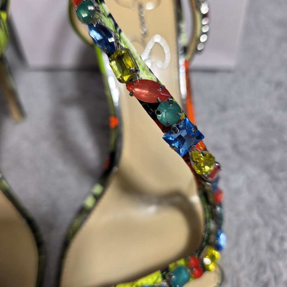 Jessica Simpson Multicolor Jeweled Floral High Heel Sandals - Picture 6 of 11